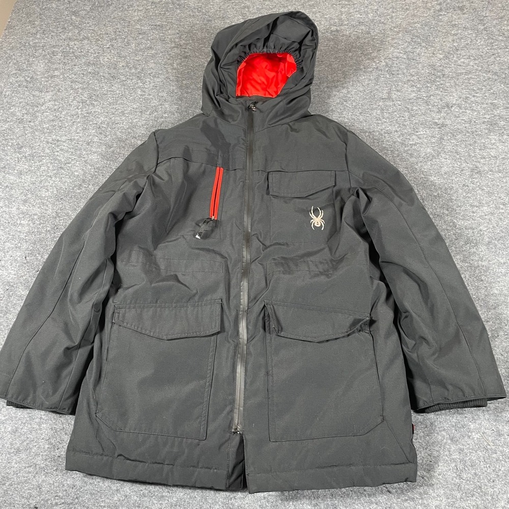 Spyder Black and Red Kids Puffer Jacket